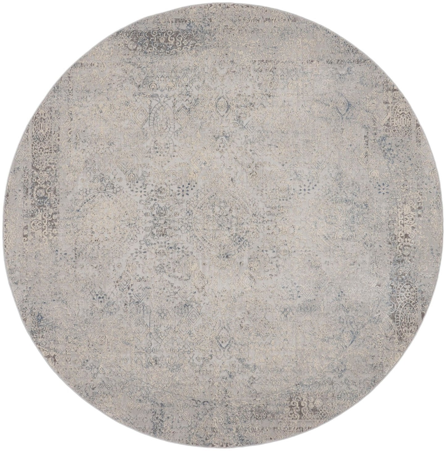 Nourison Rustic Textures RUS09 Ivory Light Blue Round Rug