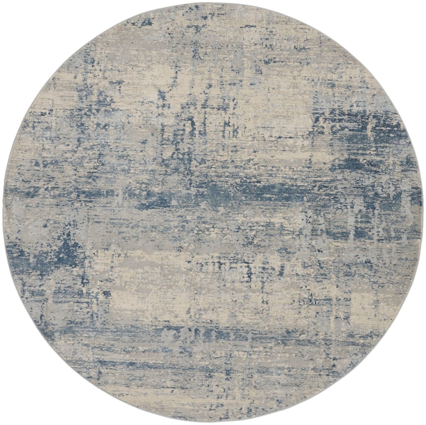 Nourison Rustic Textures RUS10 Ivory Blue Round Rug