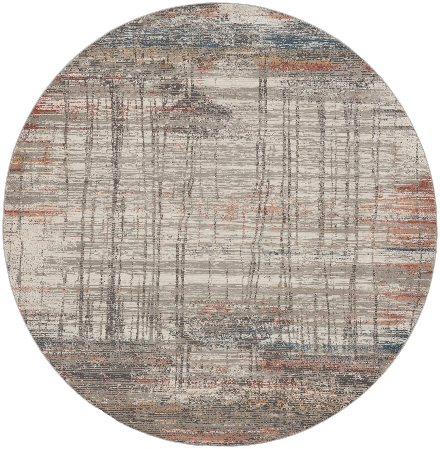 Nourison Rustic Textures RUS12 Grey Multi Round Rug