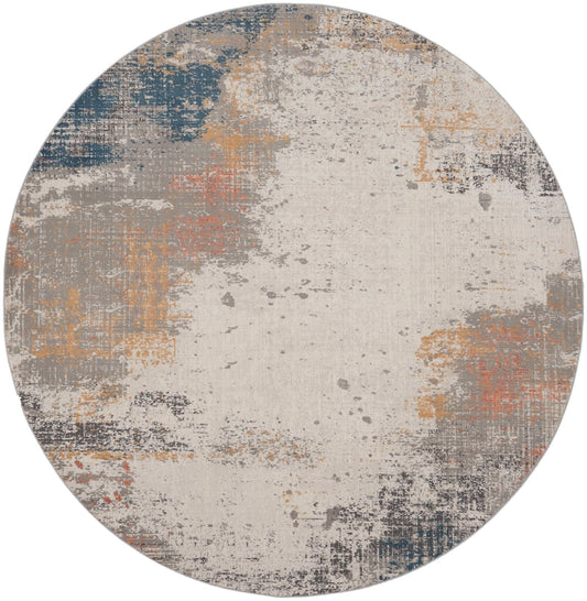 Nourison Rustic Textures RUS13 Grey Blue Round Rug