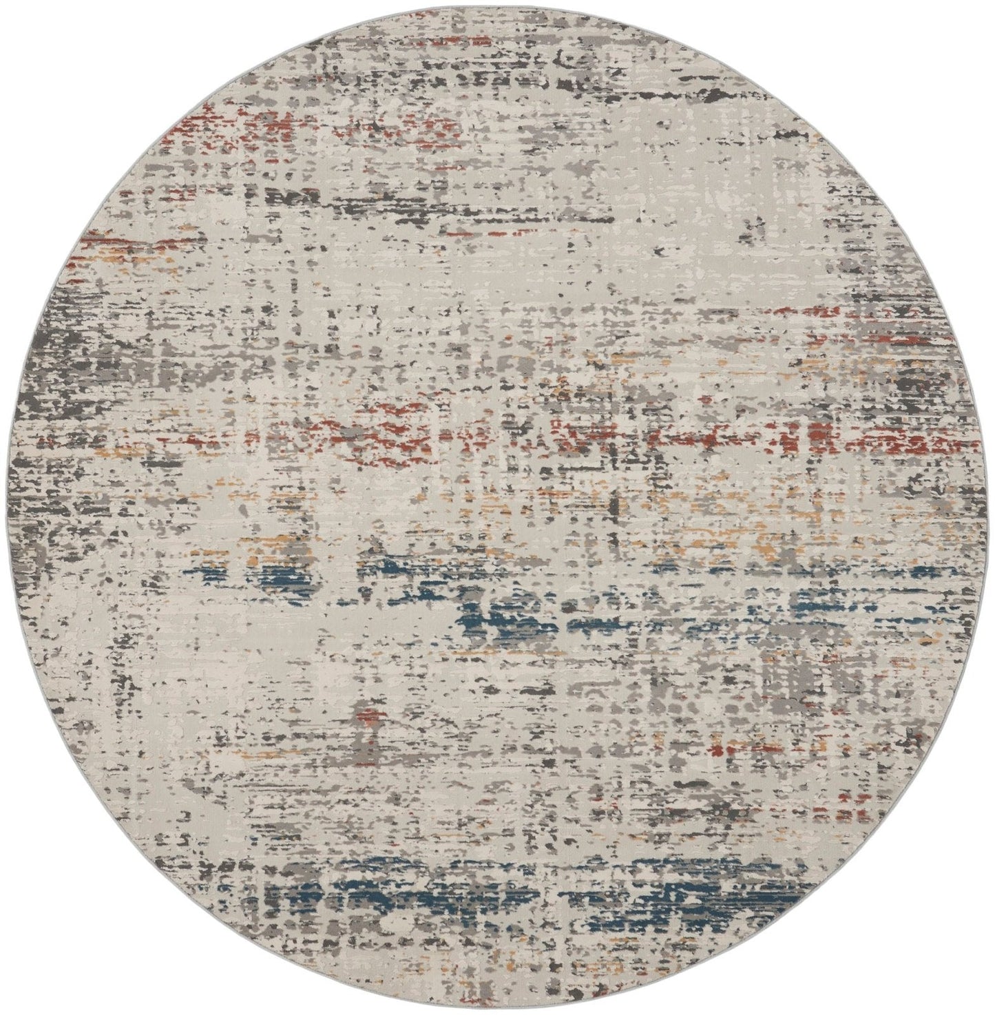 Nourison Rustic Textures RUS14 Light Grey Multi Round Rug