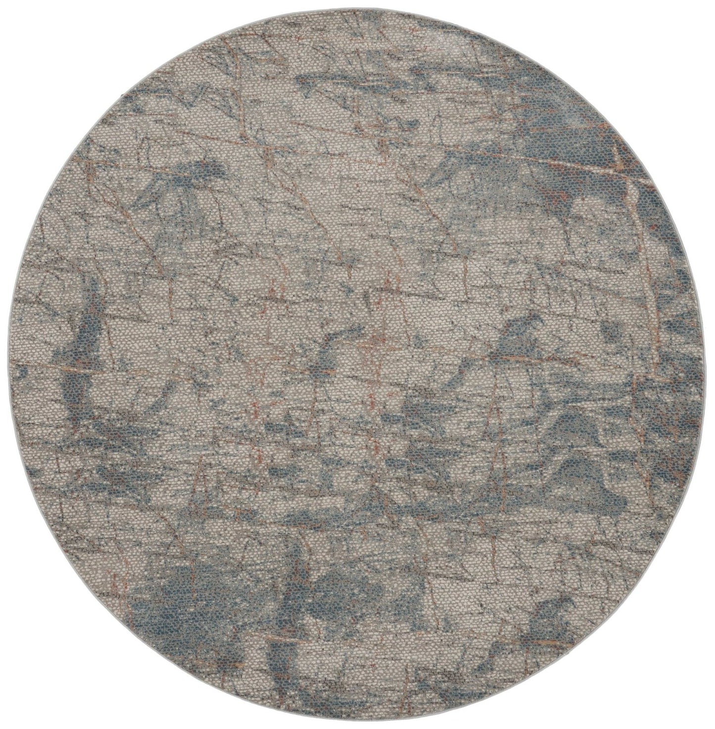 Nourison Rustic Textures RUS15 Light Grey Blue Round Rug