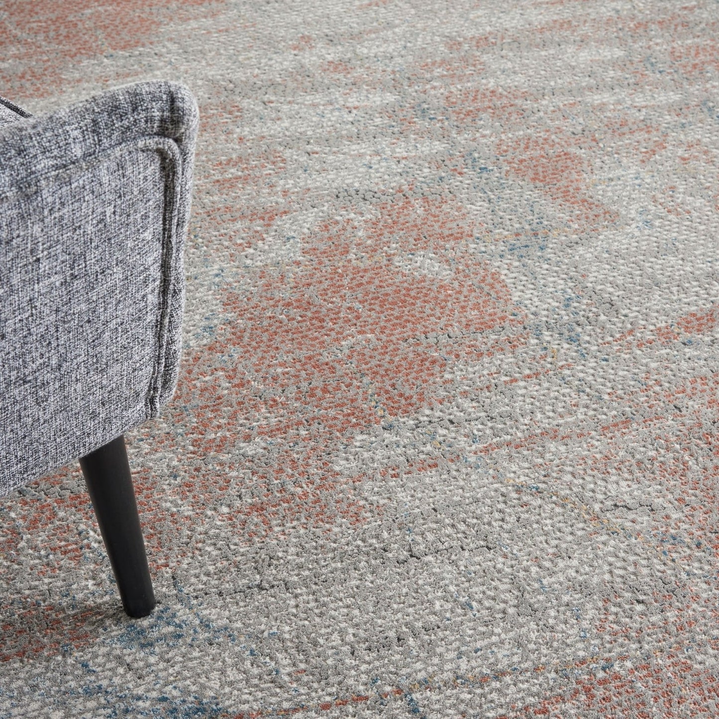 Nourison Rustic Textures RUS15 Light Grey Rust Round Rug