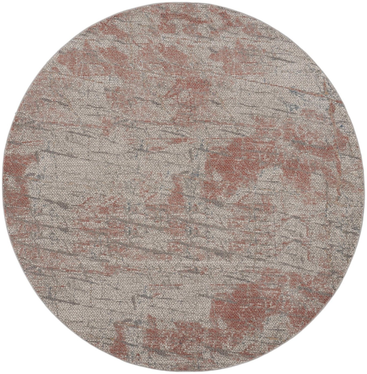 Nourison Rustic Textures RUS15 Light Grey Rust Round Rug