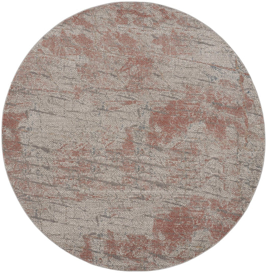 Nourison Rustic Textures RUS15 Light Grey Rust Round Rug