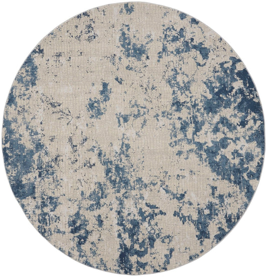 Nourison Rustic Textures RUS16 Grey Blue Round Rug