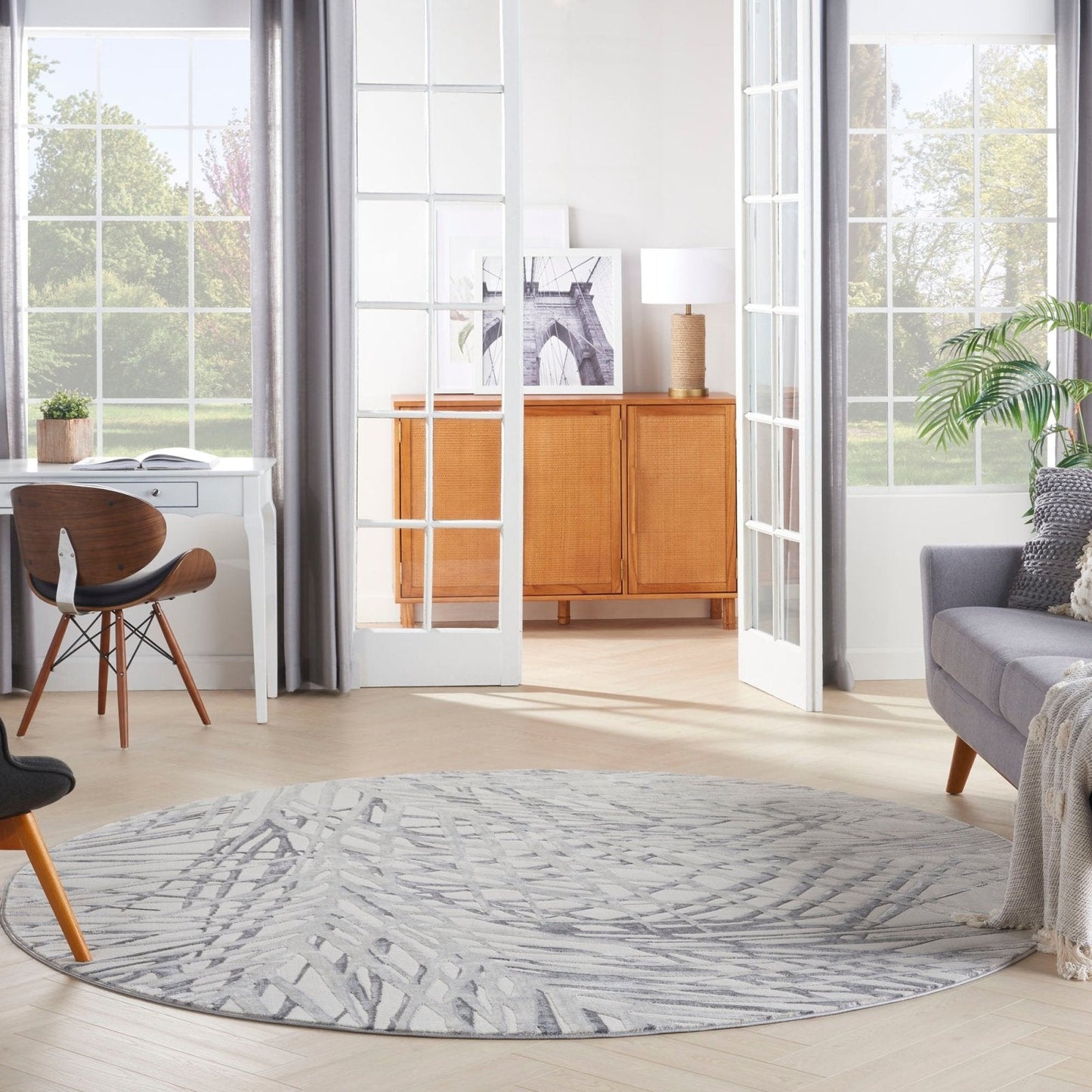 Nourison Rustic Textures RUS17 Ivory Grey Round Rug