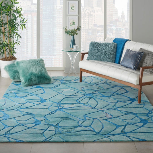 Nourison Symmetry SMM05 Aqua Blue Rug