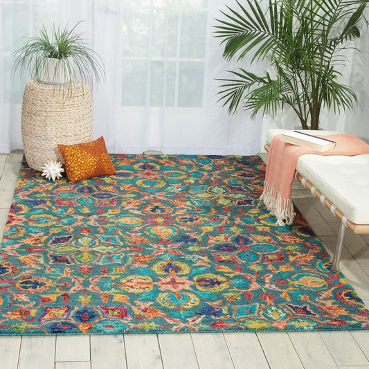 Nourison Vibrant VIB08 Teal Rug