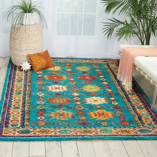 Nourison Vibrant VIB09 Teal Rug