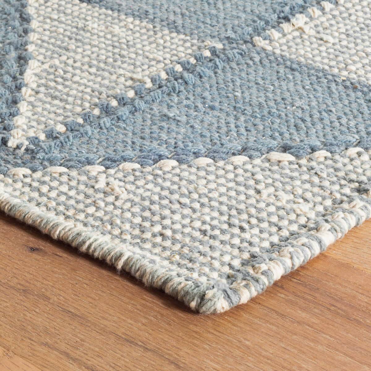 Ojai Hand Loom Knotted Cotton Rug | Blue