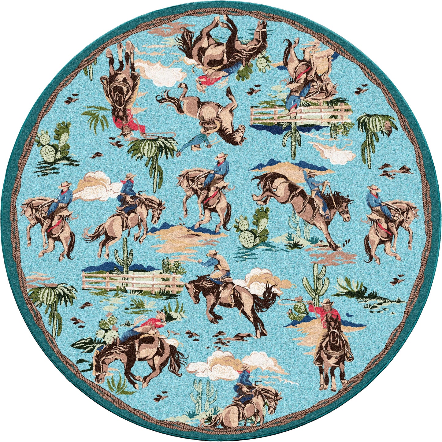 Retro cowboy blue area RUG
