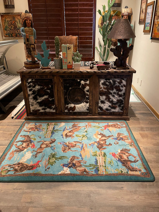 Retro cowboy blue area RUG