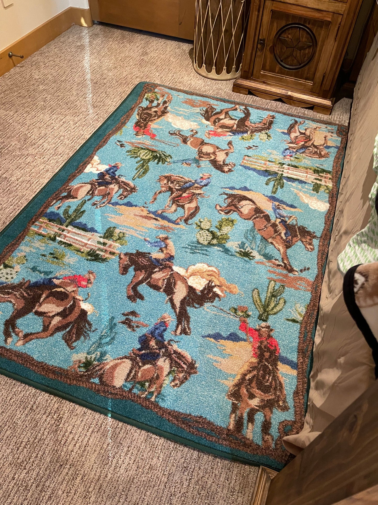 Retro cowboy blue area RUG