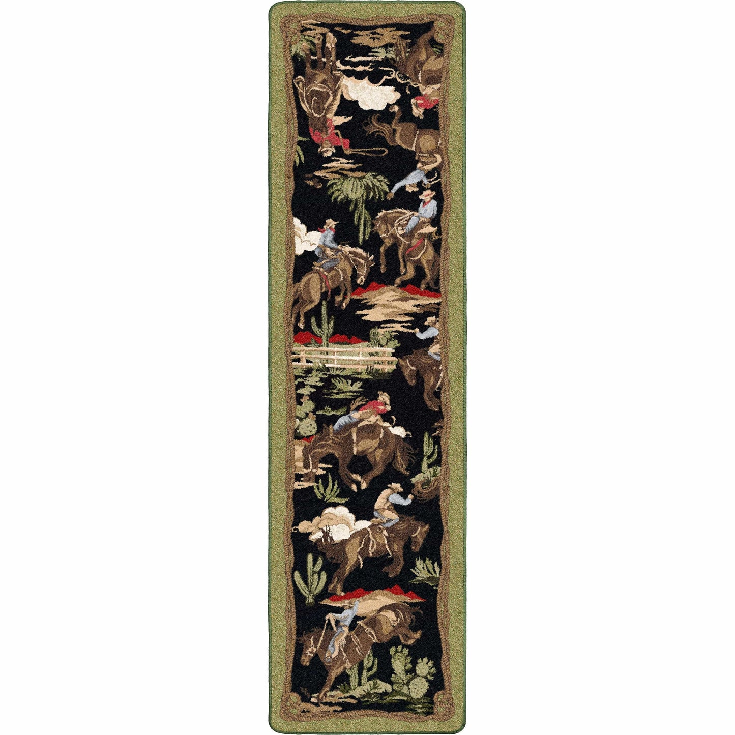Retro cowboy green & black area RUG