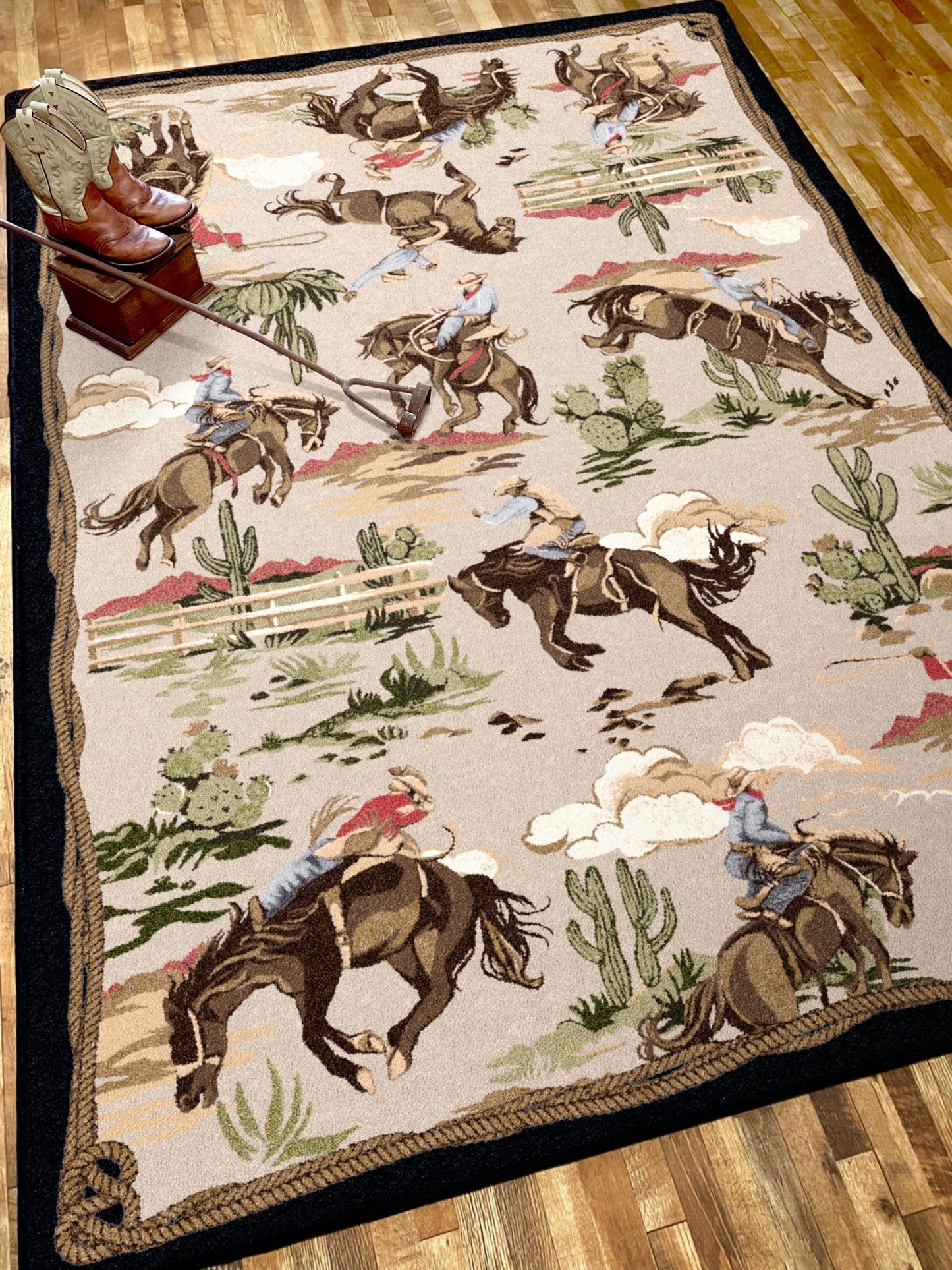 Retro cowboy natural area RUG