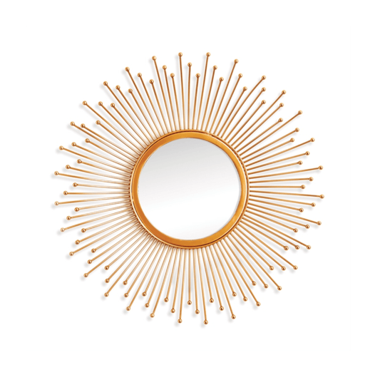 Round Mirror in Gold Starburst Frame