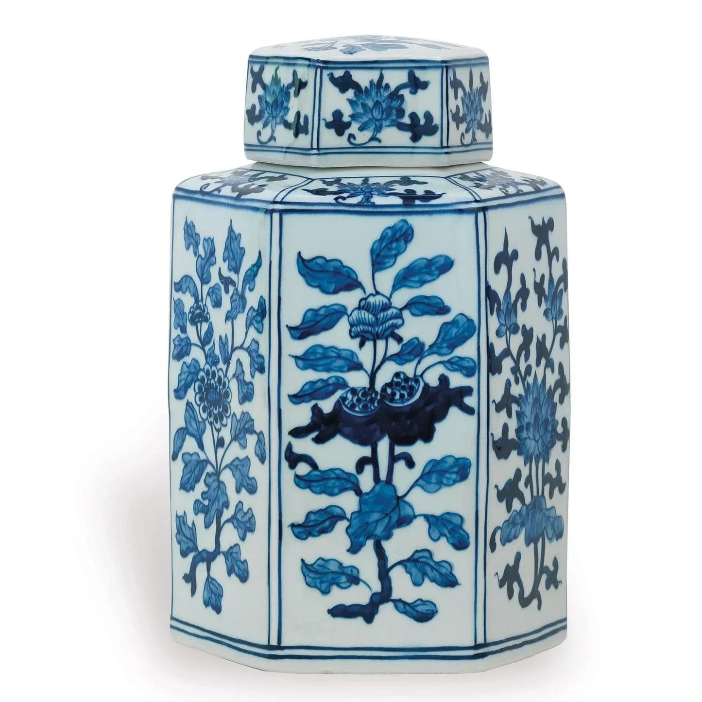Small Blue and White Porcelain Floral Tea Jar