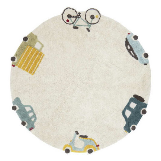 Washable Children's Cotton Rug in Natural